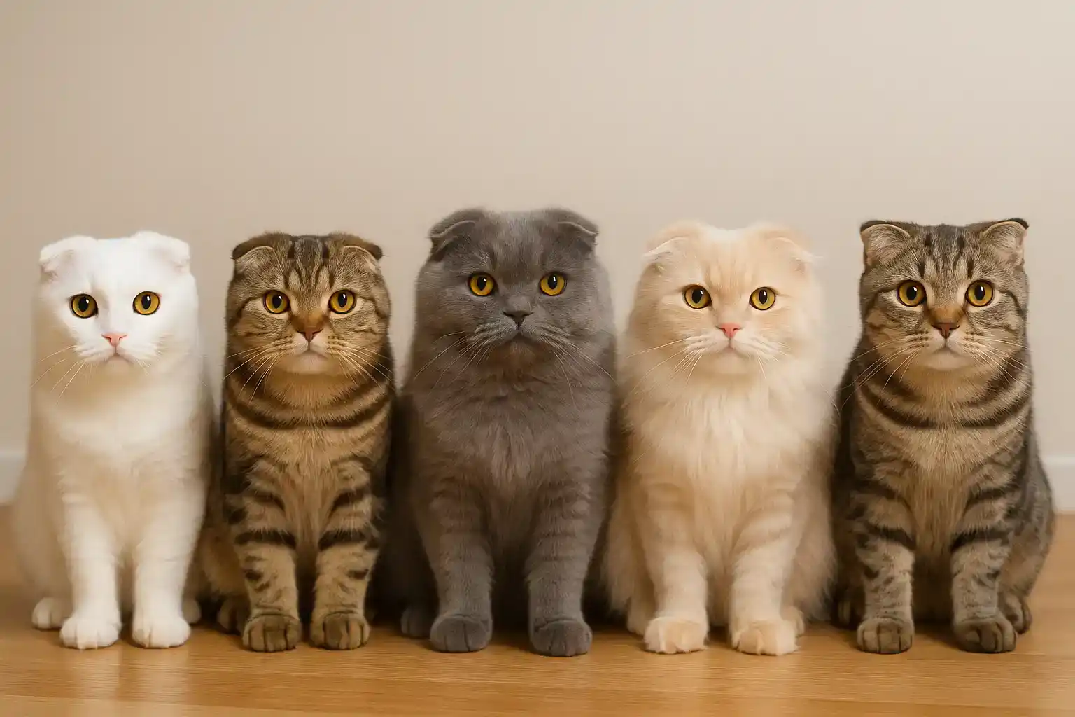 Scottish Fold cat variety of colors and coat